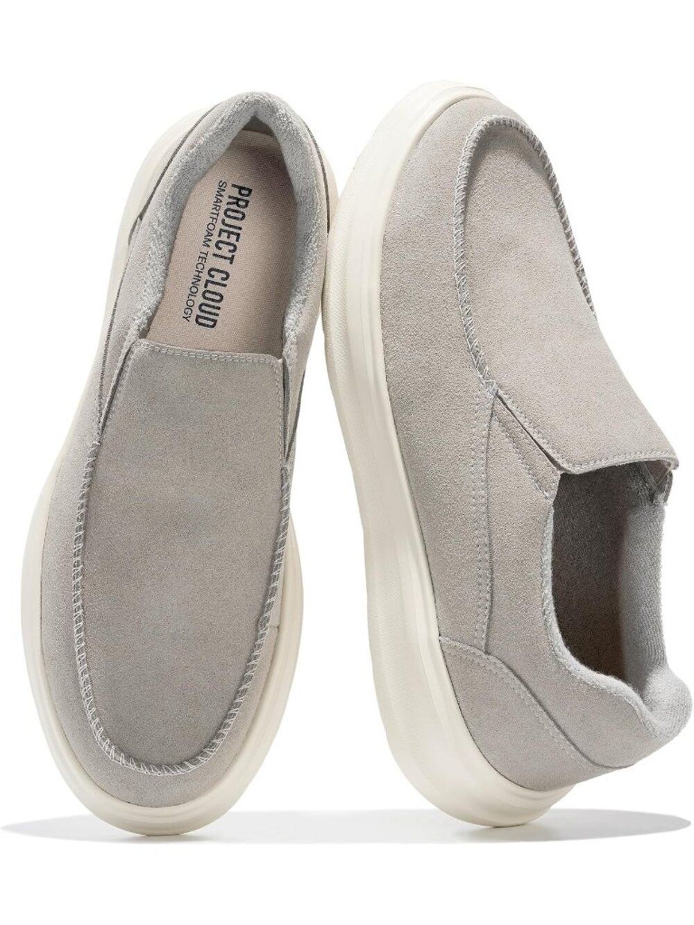 Project Cloud Men's Ash Grey Closed Toe Genuine Suede Comfortable Loafers